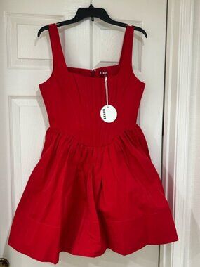 NEW STAUD Red Corset Mini Dress